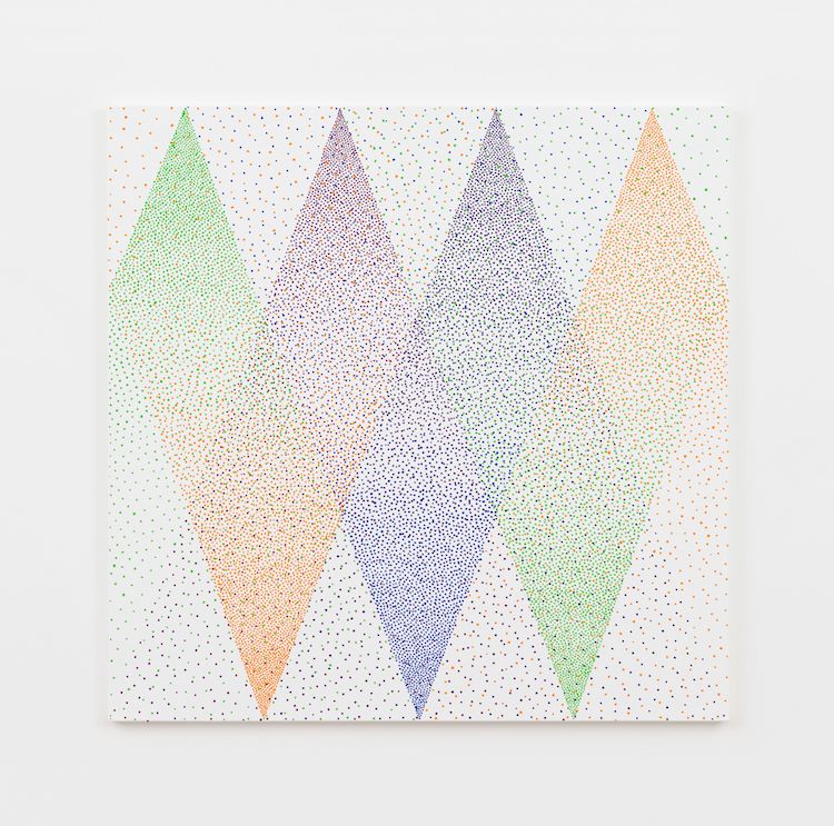 Julio Le Parc. Alchimie 387, 2017. Acrylic on canvas. 100 x 100 cm. © Julio Le Parc _ ADAGP, Paris & SACK, Seoul 2019. Courtesy Perrotin